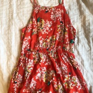 old navy orange red floral dress